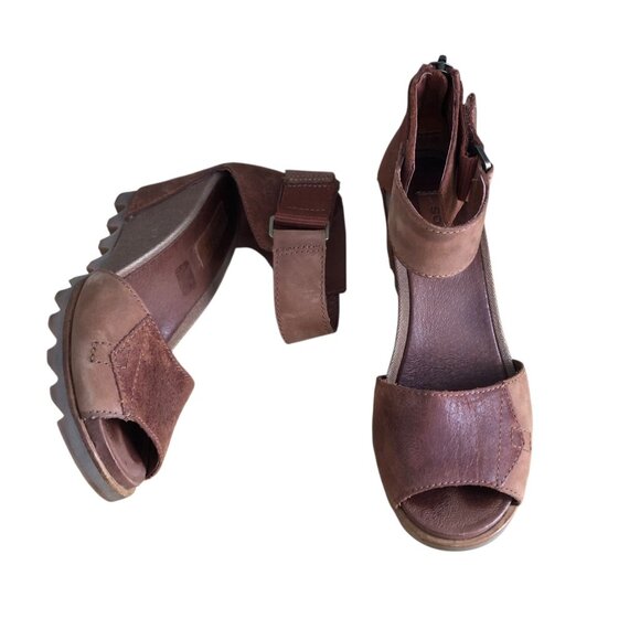 Sorel Joanie II Nubuck Leather Ankle Strap Wedge Sandals - Picture 2 of 11